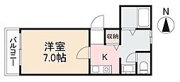 リベルタ松福 1Kの間取図画像