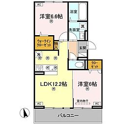 高松市木太町アパート 2LDKの間取図画像