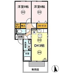 アーバンハイツ28A 2DKの間取図画像