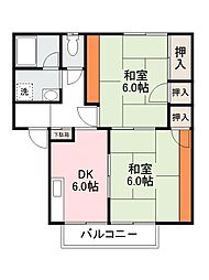 シャレーム三広 2DKの間取図画像