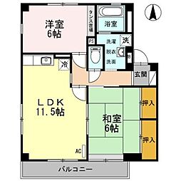 レインボーガーデンC 2LDKの間取図画像
