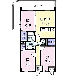 オーブ木太 3LDKの間取図画像