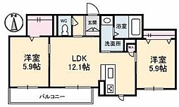 シャーメゾン多肥下町 2LDKの間取図画像