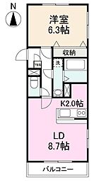 グランヴェール 1LDKの間取図画像