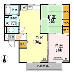 グランシャトーC 2LDKの間取図画像