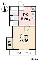 森ハイツ 1DKの間取図画像