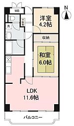 ピュアハイツ松縄 2LDKの間取図画像