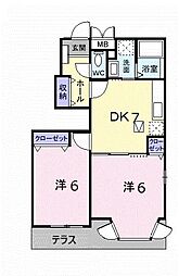 グレイトサクセスB 2DKの間取図画像