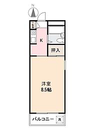 舞鳳夢勘遂 1Kの間取図画像