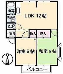グリーンヒルズ太田A 2LDKの間取図画像