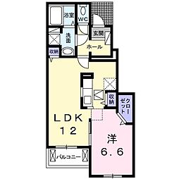 サン・ブリーゼ 1LDKの間取図画像