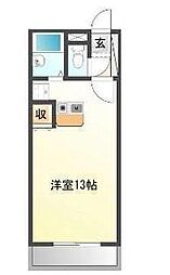 サンタクロスB ワンルームの間取図画像