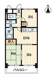 松島フラット 3DKの間取図画像
