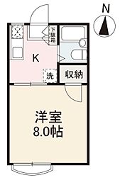セゾンドAkiA 1Kの間取図画像