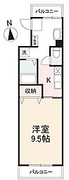 ツインフル松縄 1Kの間取図画像
