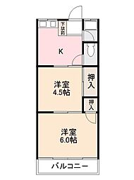 昭美荘 2Kの間取図画像