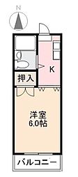 コート紫雲 1Kの間取図画像
