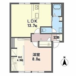 メゾンドバンベールC 1LDKの間取図画像