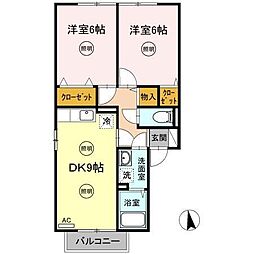 アーバンハイツ28A 2DKの間取図画像
