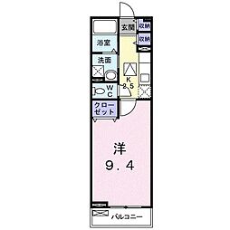 リュミエール 1Kの間取図画像