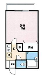 クレイドル湯浅 1Kの間取図画像