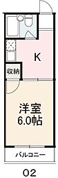 コートオリーブ3 1Kの間取図画像