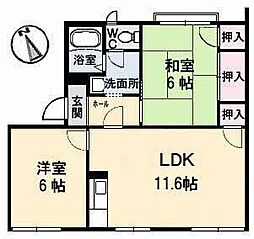 タウニィ長田 2LDKの間取図画像