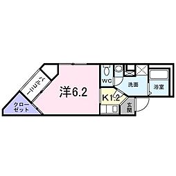 れいけん 1Kの間取図画像