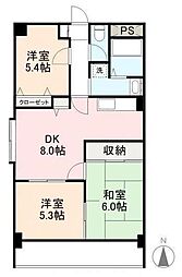 ディアコート茜 3DKの間取図画像