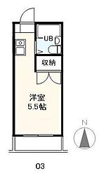 ハイツベルン 1Kの間取図画像