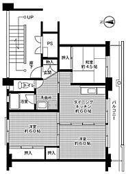 ビレッジハウス野間田1 3DKの間取図画像