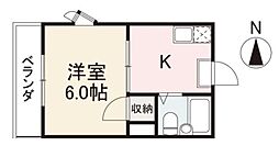 コート三条 1Kの間取図画像