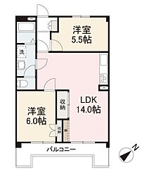 コーポ千代橋 2LDKの間取図画像
