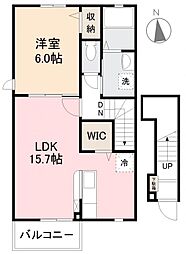 ラベレッツア2A 1LDKの間取図画像
