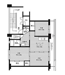 ビレッジハウス野間田1 3DKの間取図画像