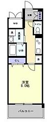 高松市中新町マンション 1Kの間取図画像