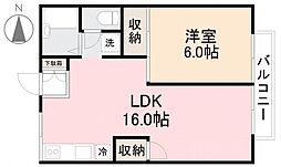 ファミール田園 1LDKの間取図画像