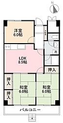 第3グリーンハイツ松縄 3LDKの間取図画像