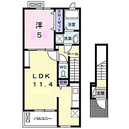 アルドール香西2 1LDKの間取図画像