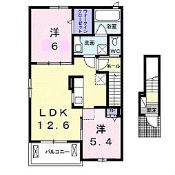 オーブ・ウエストC 2LDKの間取図画像