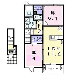 メゾンブライトC 2LDKの間取図画像