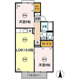 ドミール円座D 2LDKの間取図画像
