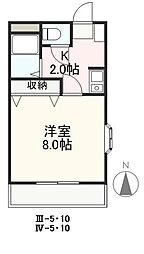 クレイドル3 1Kの間取図画像