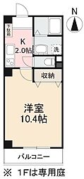 フィネス百恵 1Kの間取図画像