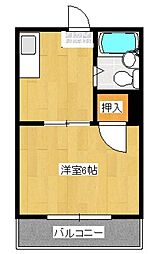 コートシェモア 1Kの間取図画像