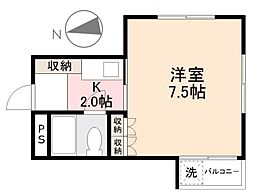 近江ハイツ 1Kの間取図画像