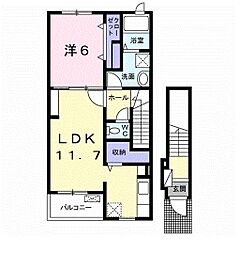クラール木太B 1LDKの間取図画像