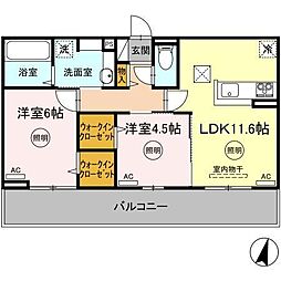 DーROOM春日A 2LDKの間取図画像