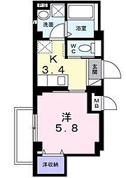 koti壱番館 1Kの間取図画像