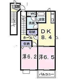 夢エイト 2DKの間取図画像